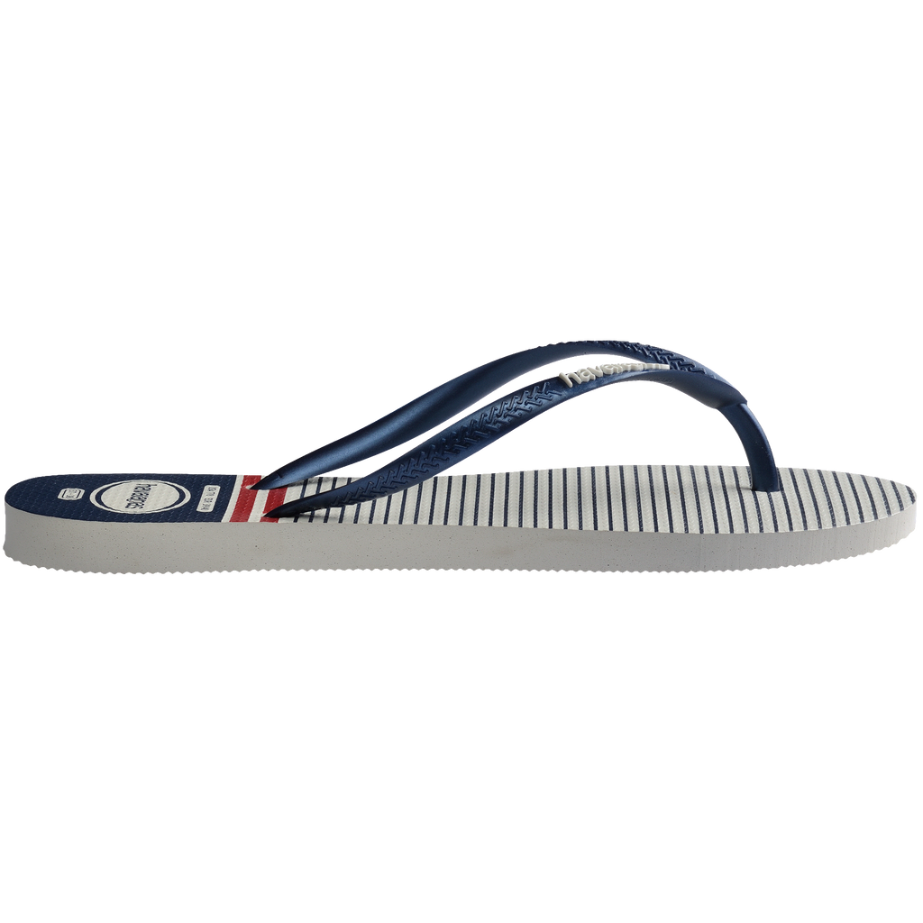 Women's Nautical Slim Flip Flops - White/Navy/Red