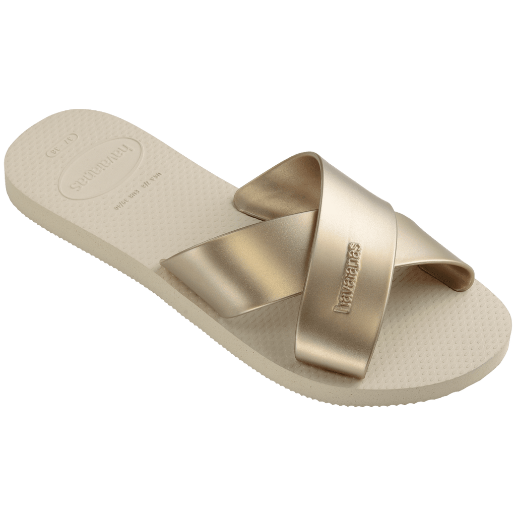 Women's Aqua Metallic Sandals - Beige